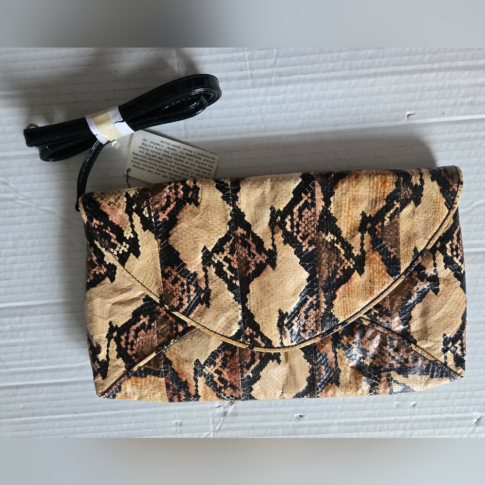 J. Reneè Luxe Brown Beige Multicolor Shoulderbag Snakeskin Purse